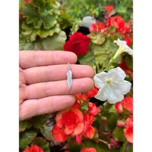 Sterling Silver Oxidized Feather Charm, Sterling Silver Oxidized Feather Charm